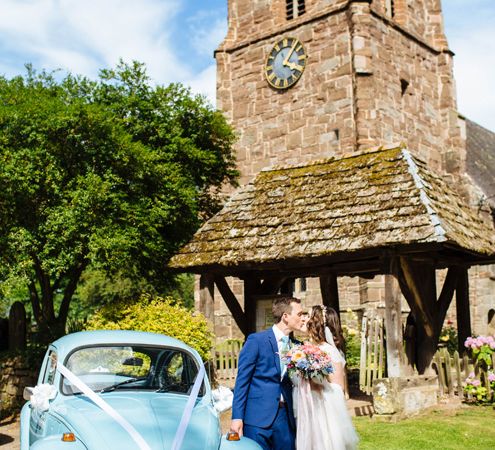 Church & Wedding Car | Bride in Belle and Bunny Bridal Separates | Groom in John Lewis Kin Navy Blue Suit | Laura Debourde Photography