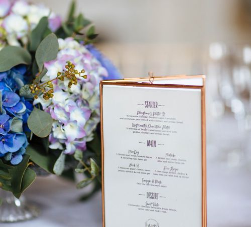 Wedding Stationery by Made by Wood and Wood | Floral Hydrangea Centrepiece | Laura Debourde Photography