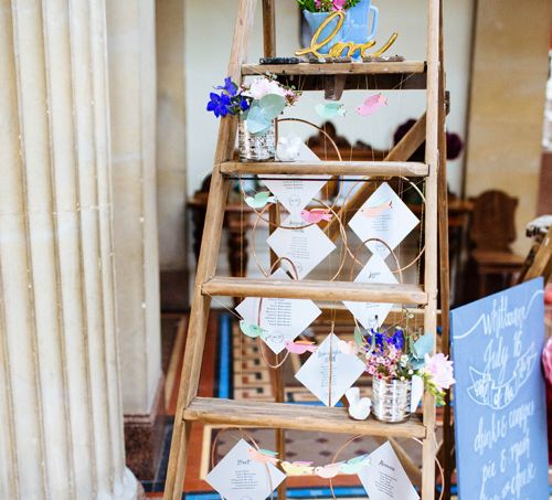 Step Ladder Table Plan | Wedding Decor | Whitbourne Hall Wedding Venue | Laura Debourde Photography