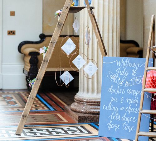 Step Ladder Table Plan | Wedding Decor | Whitbourne Hall Wedding Venue | Laura Debourde Photography