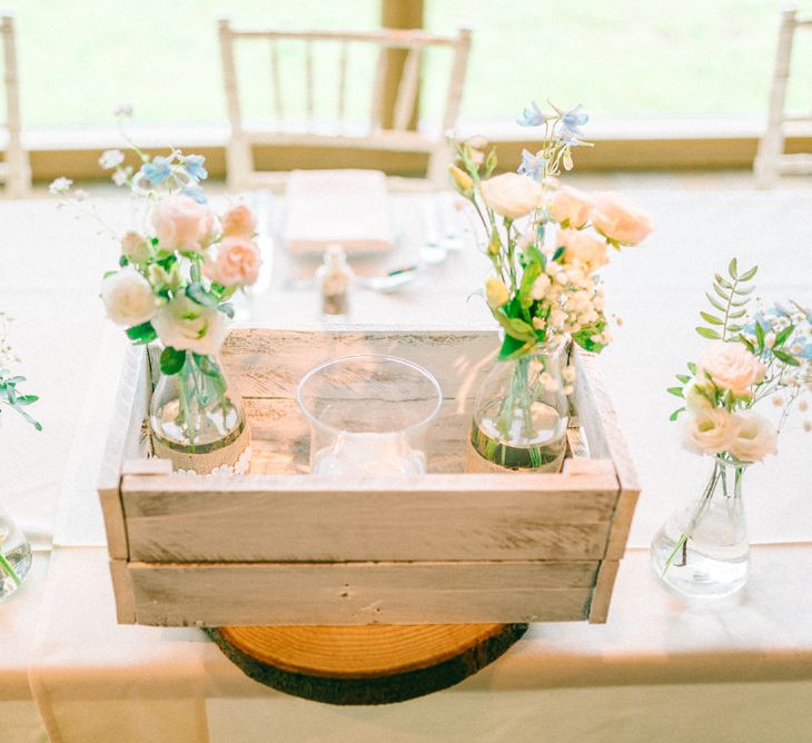 Rustic Crate Top Table Arrangements