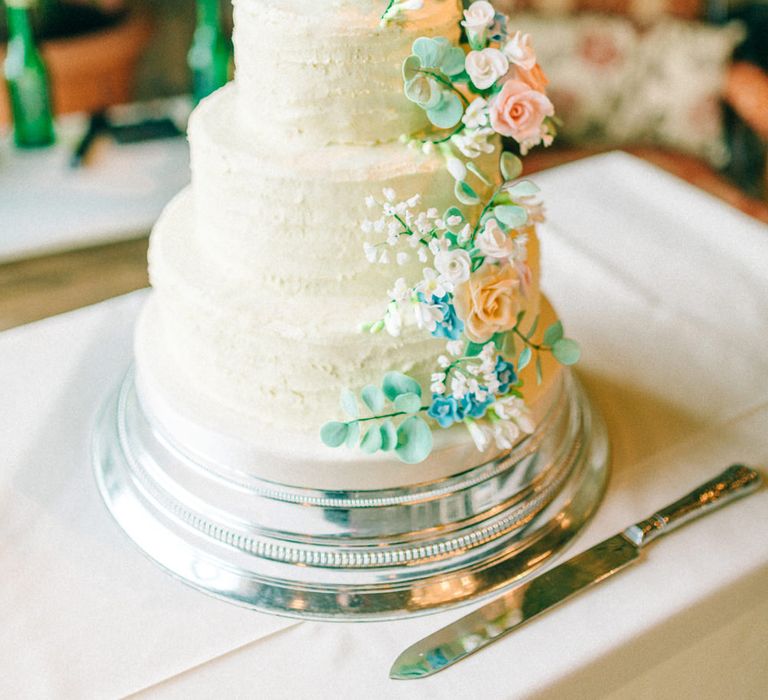 Wedding Cake with Cascading Flowers