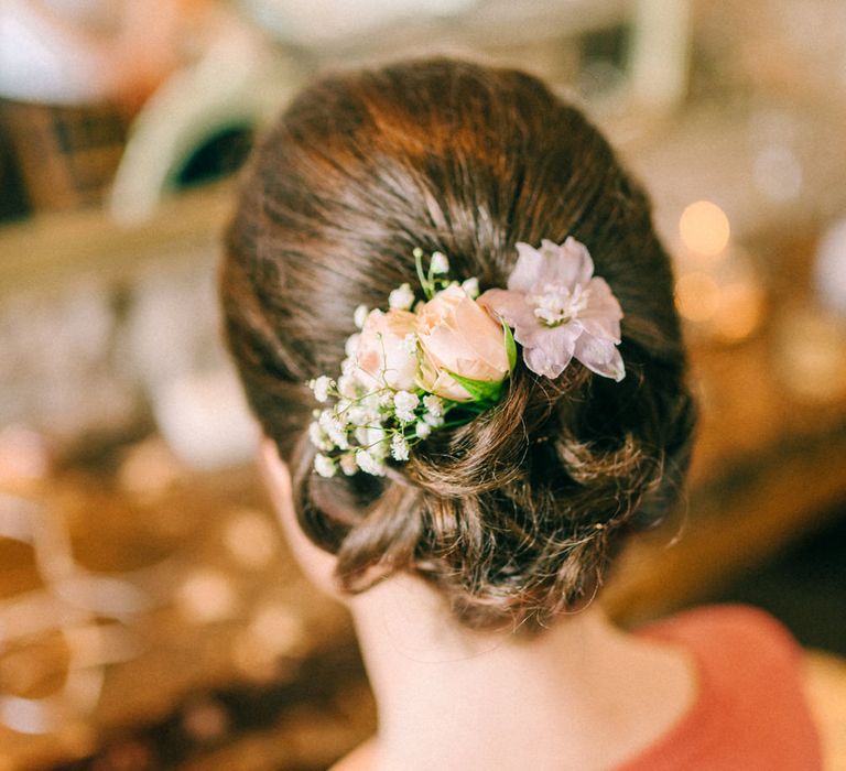 Bridesmaid Hair Up Do with Flowers