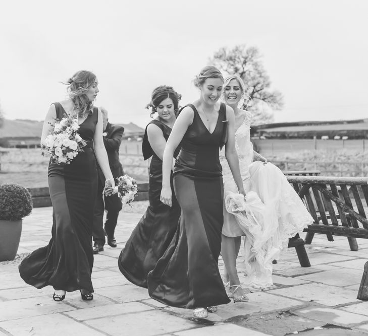 Tower Hill Barns Wedding With A True Bride Dress And Bridesmaids In Navy