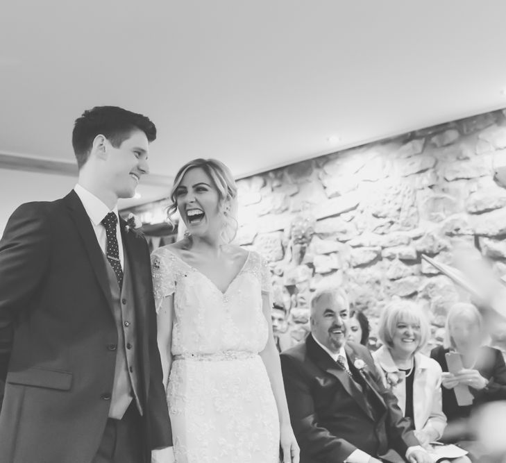 Tower Hill Barns Wedding With A True Bride Dress And Bridesmaids In Navy