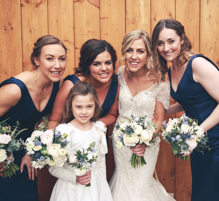 Tower Hill Barns Wedding With A True Bride Dress And Bridesmaids In Navy