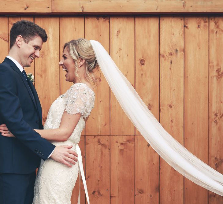 Tower Hill Barns Wedding With A True Bride Dress And Bridesmaids In Navy