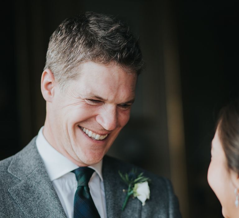 Groom in Suit Supply | Wedding Ceremony | Errol Park Wedding Venue, Scotland | Jen Owens Images