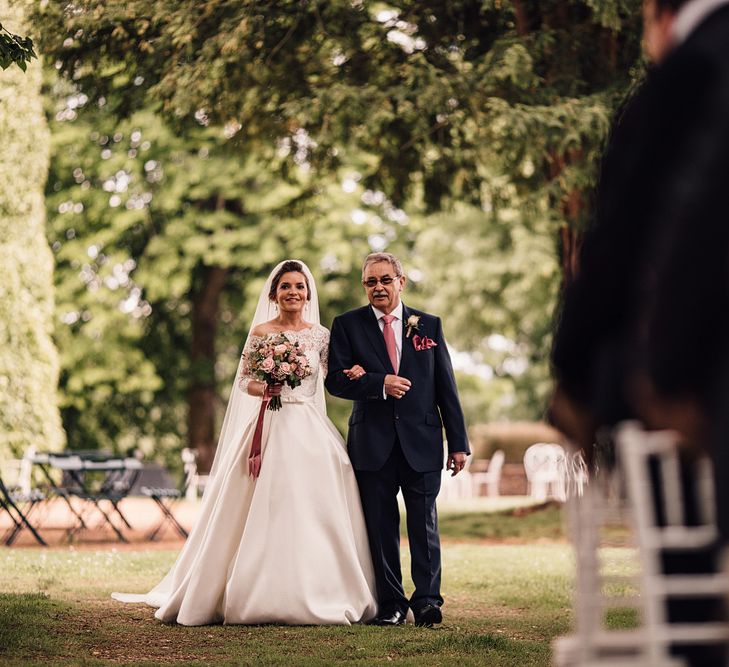 Elegant Pronovias Bride For A Destination Wedding At Chateau de Cazenac With Rustic Rose Floral Arrangements And Images From Samuel Docker