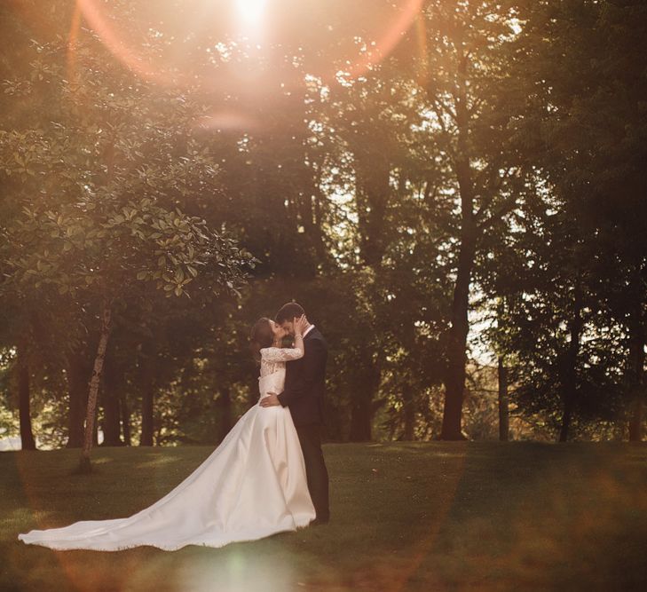 Elegant Pronovias Bride For A Destination Wedding At Chateau de Cazenac With Rustic Rose Floral Arrangements And Images From Samuel Docker