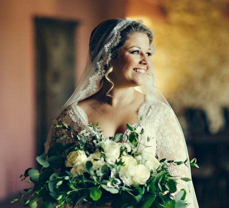 Bride in Bespoke Lyn Ashworth by Sarah Barrett Wedding Dress