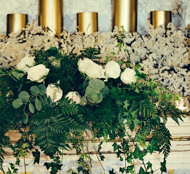 Greenery / Foliage & White Flower Arrangement