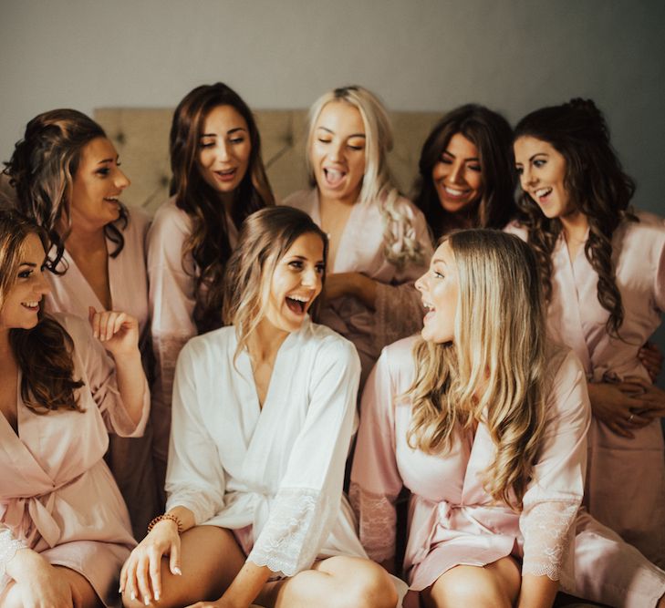 Stunning Ronald Joyce Bride For A Family Wedding At Leez Priory With Large Wedding Party & Bridesmaids In Pink With Images From Nataly J Photography