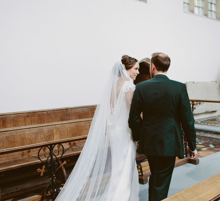 Bride in Rose & Delilah Gown | Groom in Donegal Green Wool Three Piece Suit from Beggars Run | David Jenkins Photography | Confetti & Silk Films