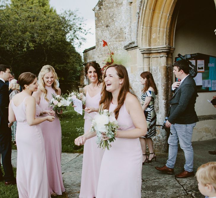 Bridesmaids in Blush Pink Maids To Measure Gowns | David Jenkins Photography | Confetti & Silk Films