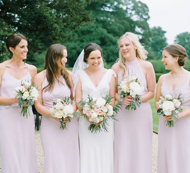 Bridesmaids in Blush Pink Maids To Measure Gowns | Bride in Rose & Delilah Gown | David Jenkins Photography | Confetti & Silk Films