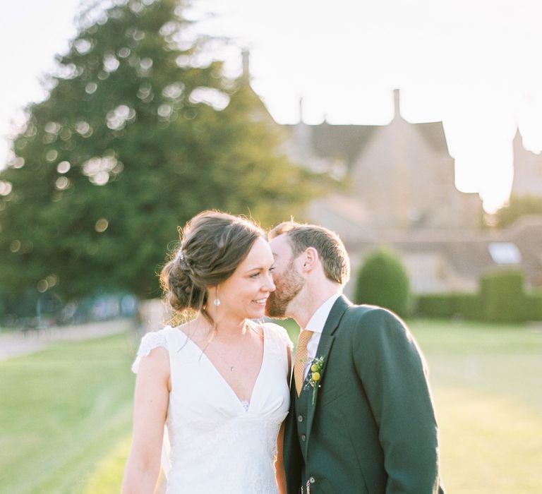 Bride in Rose & Delilah Gown | Groom in Donegal Green Wool Three Piece Suit from Beggars Run | David Jenkins Photography | Confetti & Silk Films