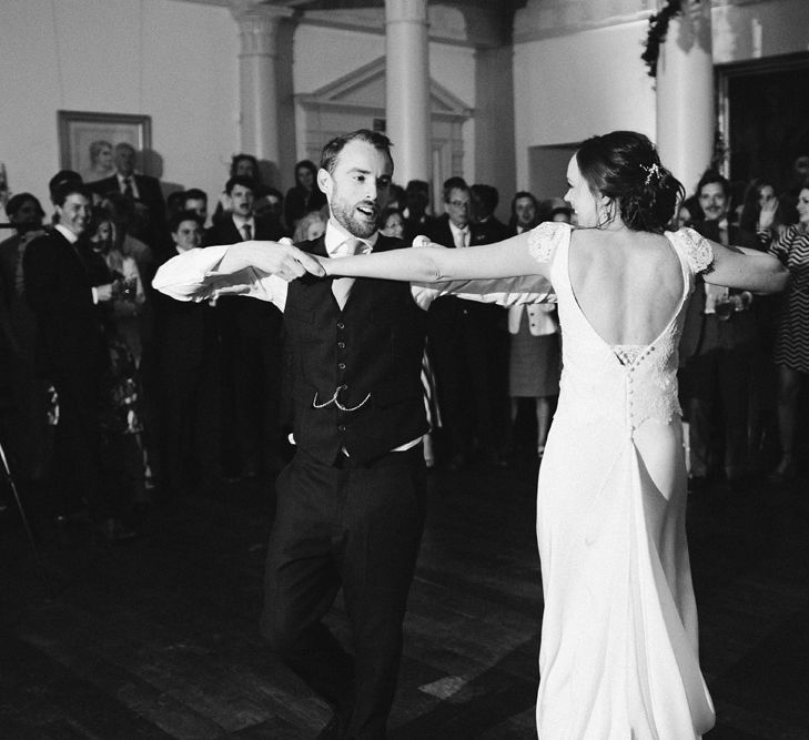 First Dance | Bride in Rose & Delilah Gown | Groom in Donegal Green Wool Three Piece Suit from Beggars Run | David Jenkins Photography | Confetti & Silk Films