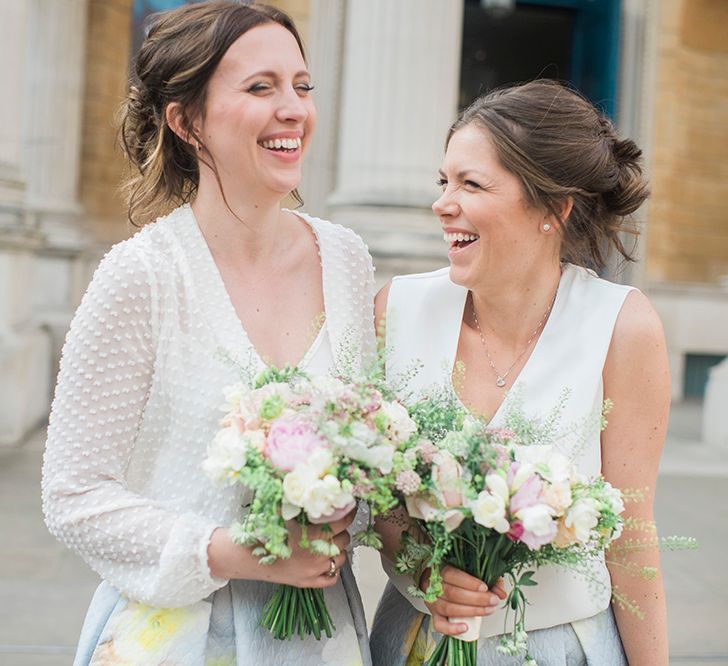 Bridesmaids in Floral Skirts & White Blouse Separates | Razia N Jukes Photography