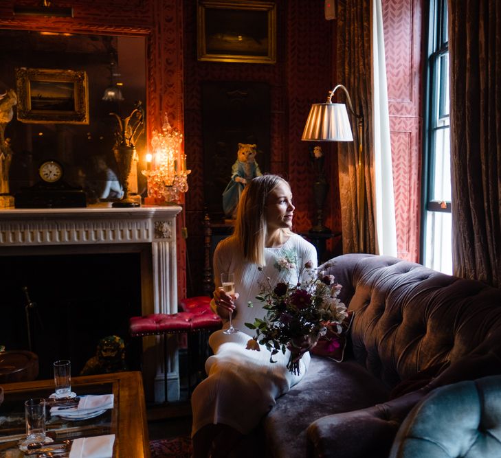 Bride in Pleats Please Issey Miyak Dress | Chic London Wedding at St Bartholomew the Great Church & St John Bar & Restaurant | Helen Abraham Photography