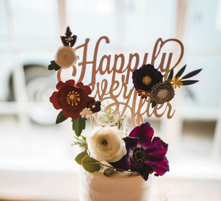 White Buttercream Wedding Cake With Fresh Flowers // Pub Wedding At The White Horse Chichester With Bride In Limor Rosen And Groom In Ted Baker With Images From Victoria Popova Photography