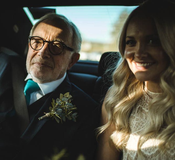 Bride & Father Of The Bride On Way To Church // Pub Wedding At The White Horse Chichester With Bride In Limor Rosen And Groom In Ted Baker With Images From Victoria Popova Photography