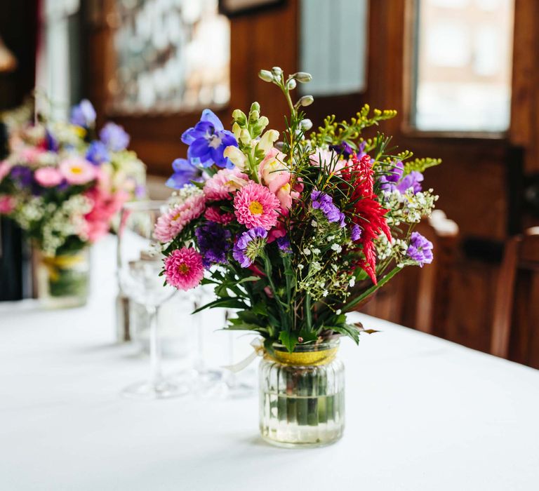 Bright Flowers in Jars