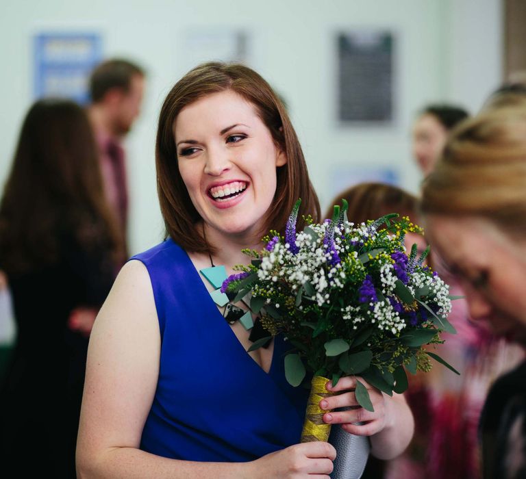 Bride in Cobalt Blue Diane Von Furstenberg Jumpsuit