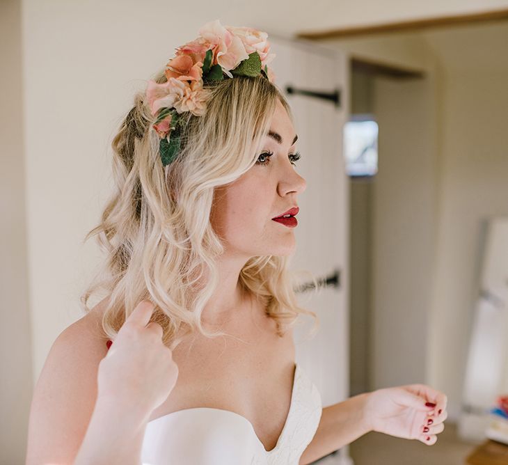 Bride in Halfpenny London Bridal Separates & Flower Crown | Jacqui McSweeney Photography | KiteBox Films