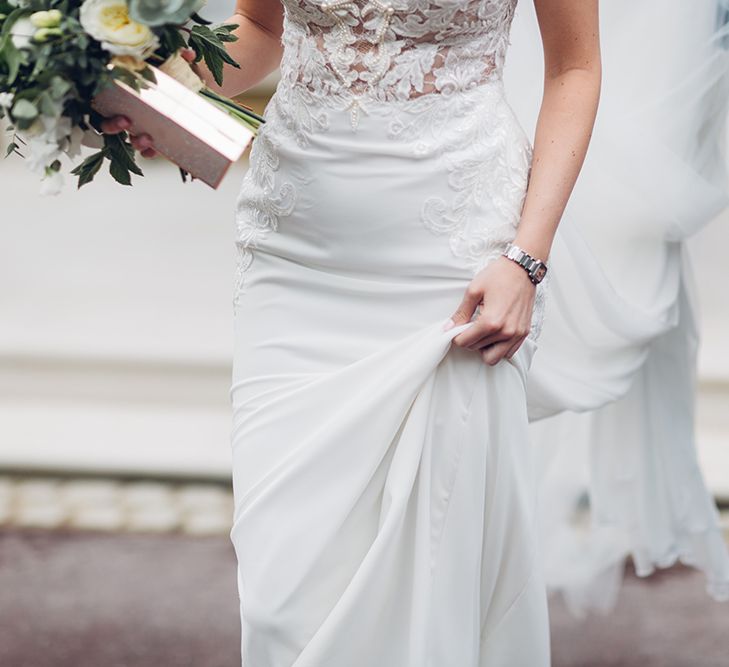 Bride in Backless Berta Wedding Dress | Miss Gen Photography