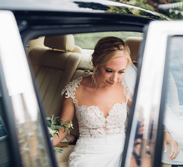 Bride in Backless Berta Wedding Dress | Miss Gen Photography