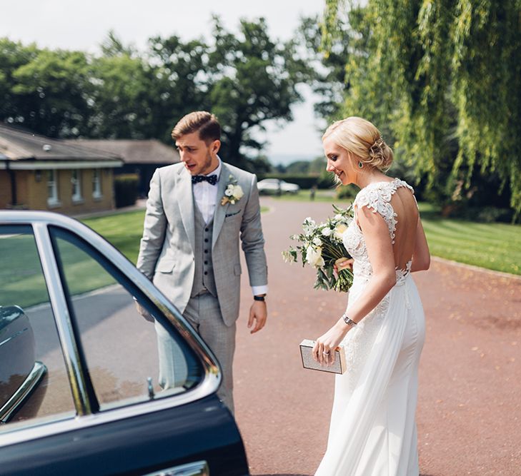 Bride & Groom | Bride in Backless Berta Wedding Dress | Miss Gen Photography