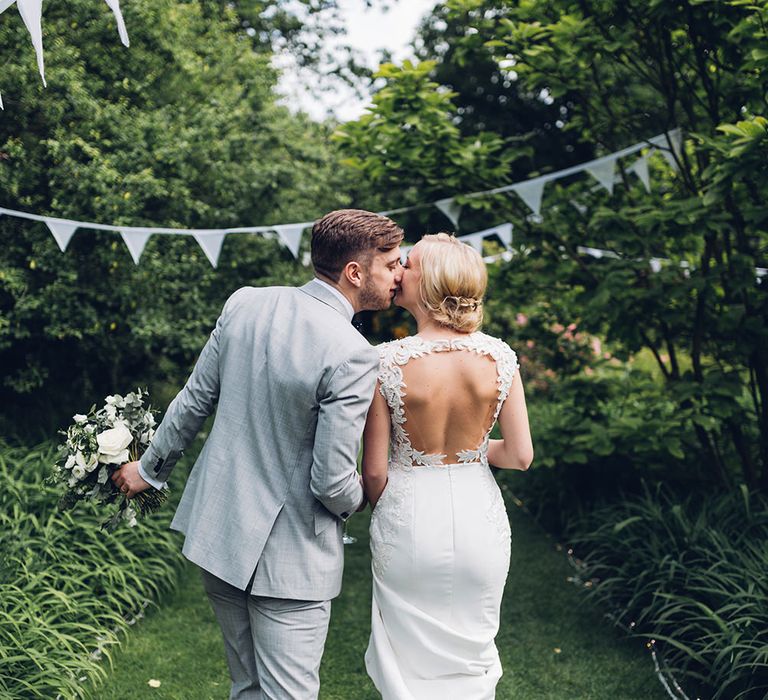 Bride & Groom | Bride in Backless Berta Wedding Dress | Miss Gen Photography