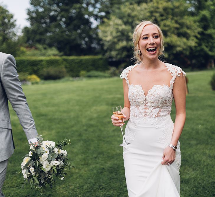 Bride in Backless Berta Wedding Dress | Miss Gen Photography