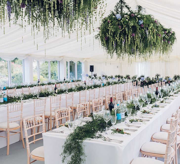 Hanging Floral Arrangements | Marquee Reception | Miss Gen Photography