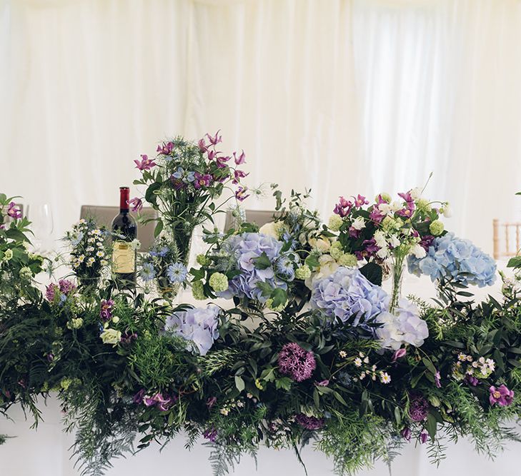 Top Table Floral Arrangements | Marquee Reception | Miss Gen Photography