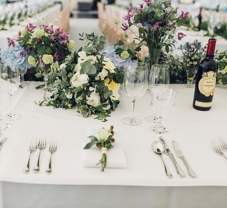 Top Table Wedding Flowers | Hanging Floral Display | Marquee Reception | Miss Gen Photography