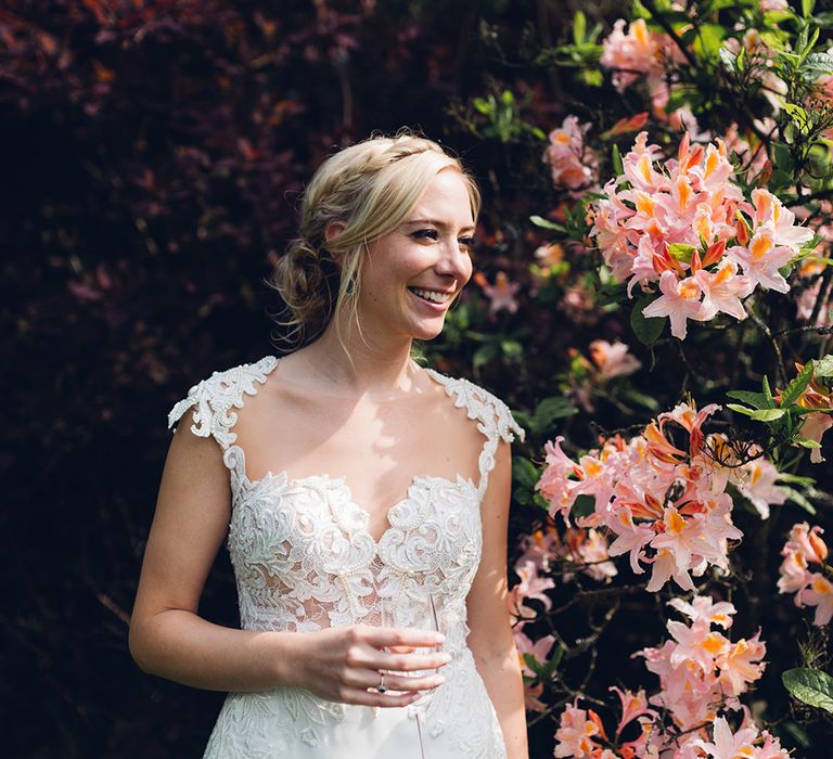 Bride in Backless Berta Wedding Dress | Miss Gen Photography