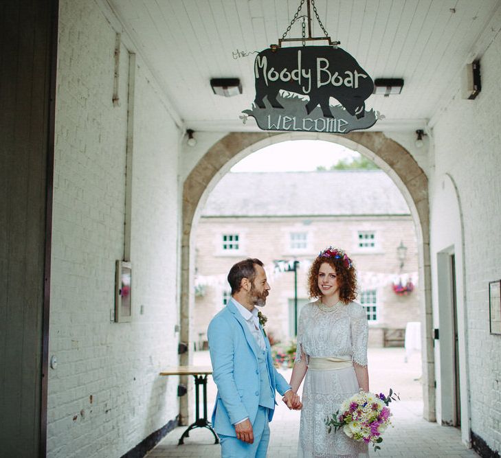 Groom In Bright Blue Bespoke Suit