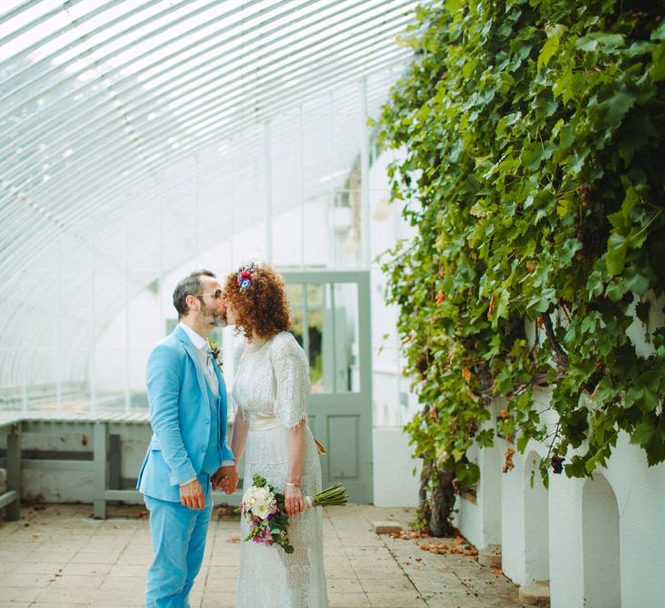 Groom In Bright Blue Bespoke Suit