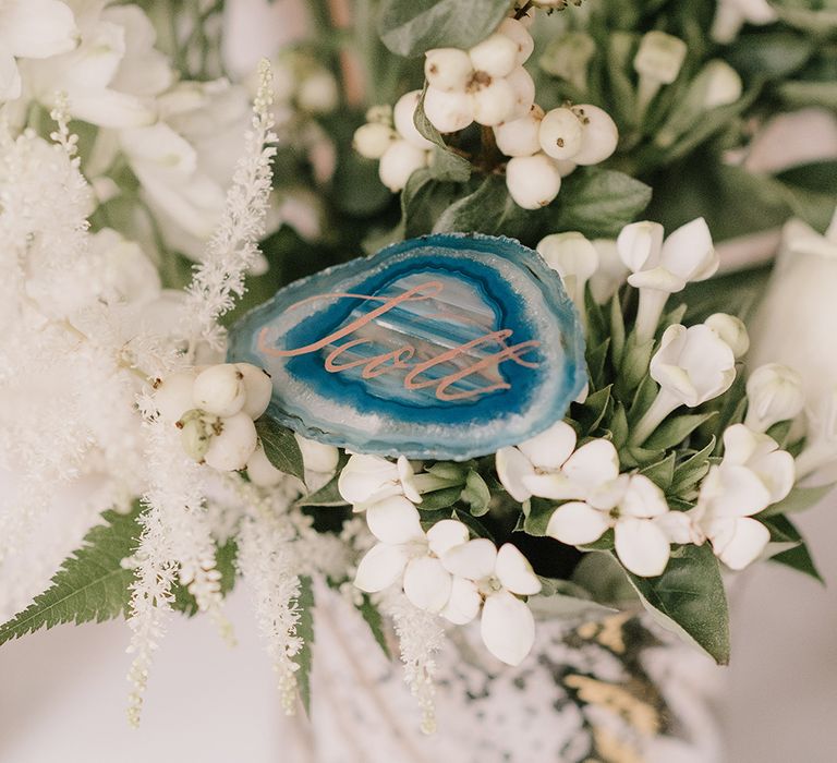 Geode Place Name | Elegant Black Tie Wedding with White Flowers at The Cleveland Tontine, North Yorkshire | Georgina Harrison Photography