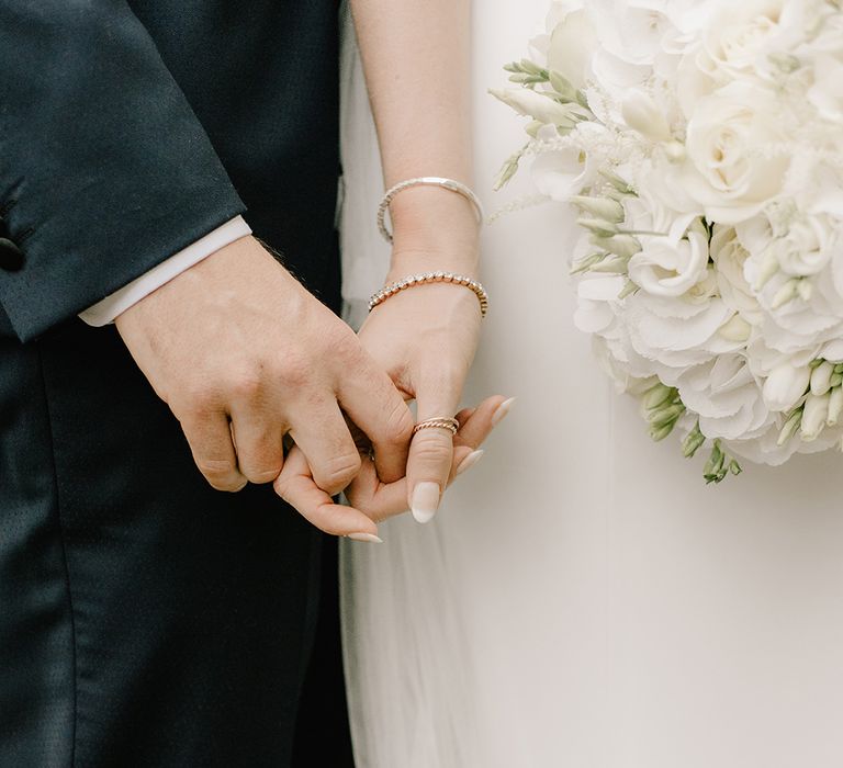 Wedding Bands | Elegant Black Tie Wedding with White Flowers at The Cleveland Tontine, North Yorkshire | Georgina Harrison Photography