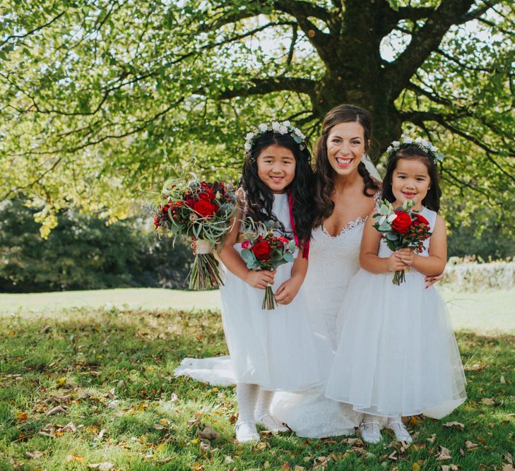 Adorable Flower Girls In White For Elegant Wedding