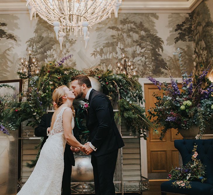 Intimate Winter Wedding At The Haymarket Hotel London With Bride In Caroline Castigliano