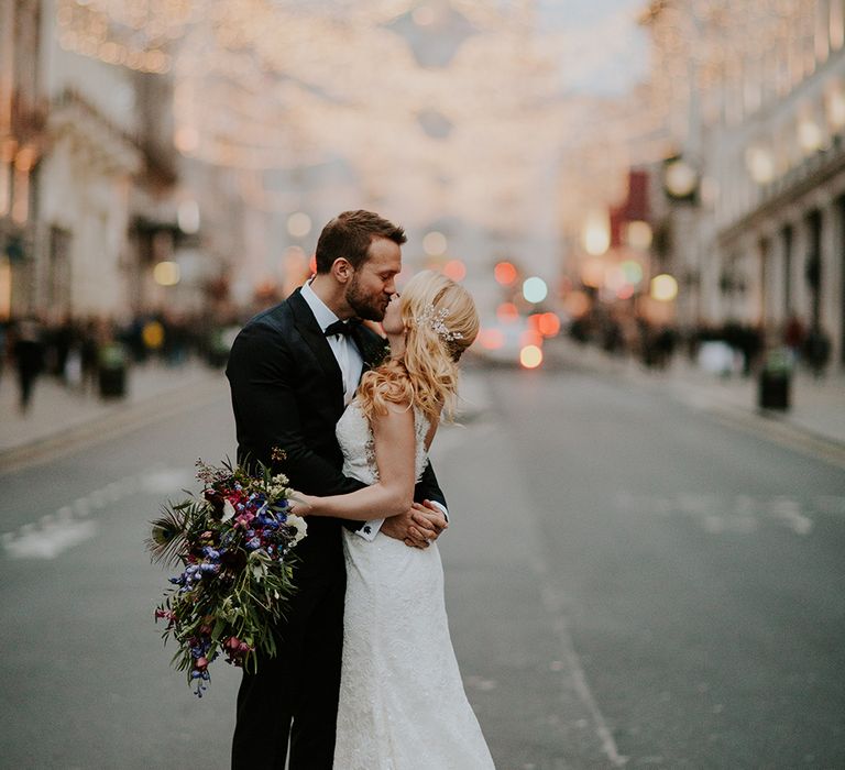 Intimate Winter Wedding At The Haymarket Hotel London With Bride In Caroline Castigliano