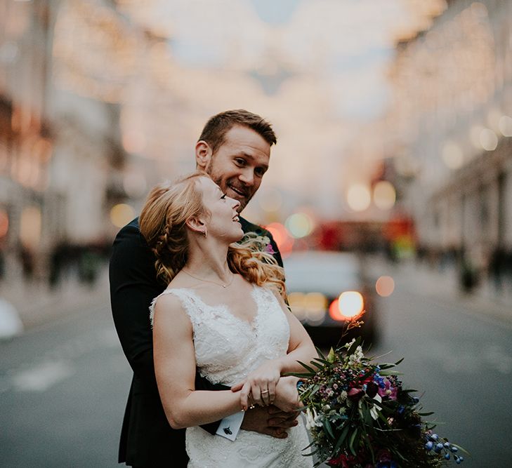 Intimate Winter Wedding At The Haymarket Hotel London With Bride In Caroline Castigliano