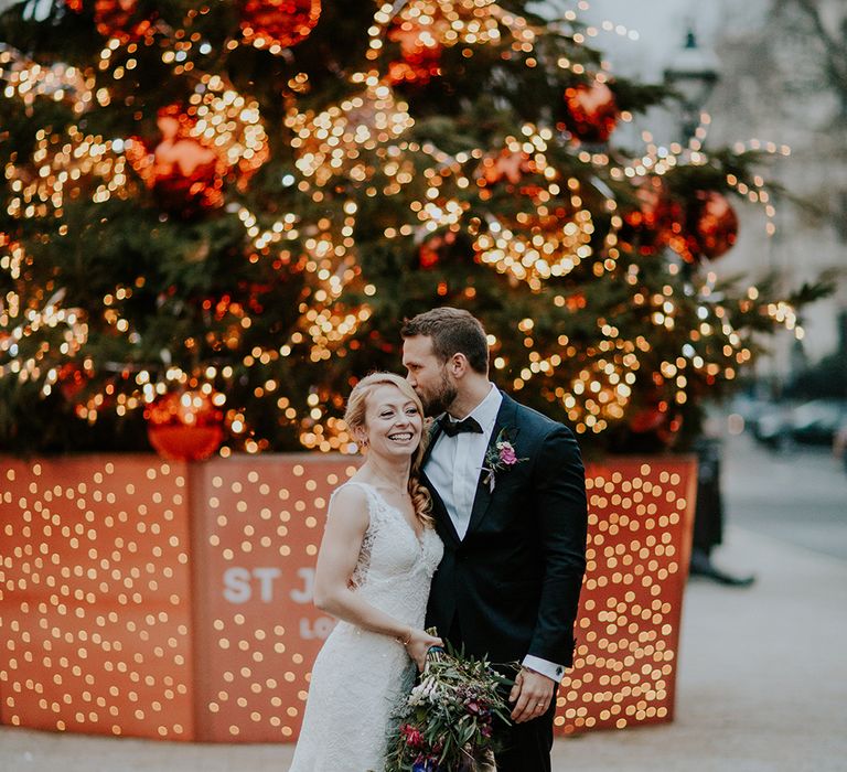 Intimate Winter Wedding At The Haymarket Hotel London With Bride In Caroline Castigliano