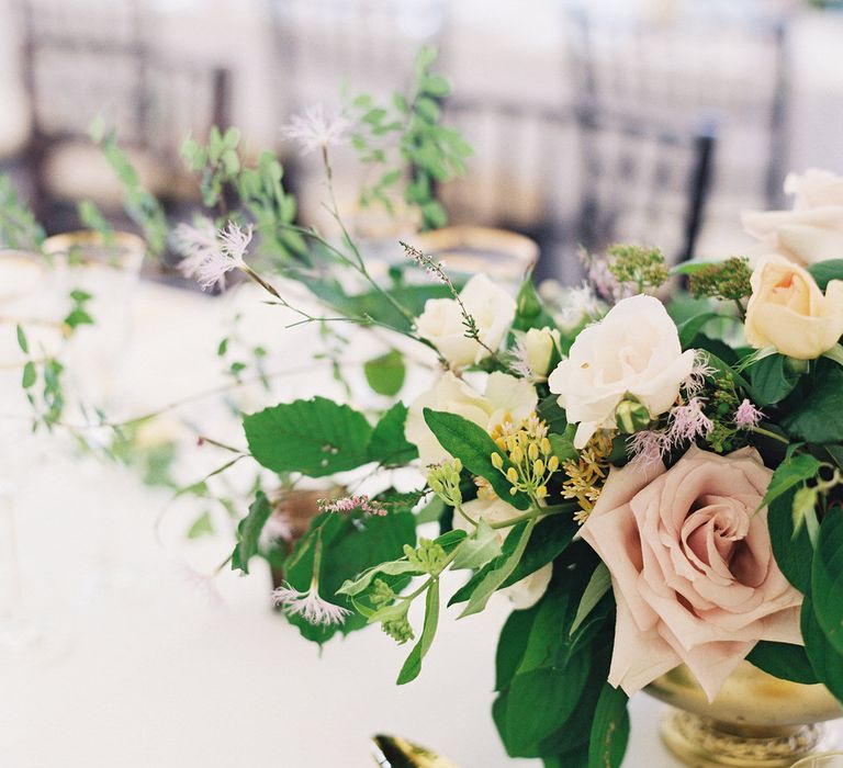 Gold Cutlery With Pink Florals For Wedding // Image By Taylor And Porter