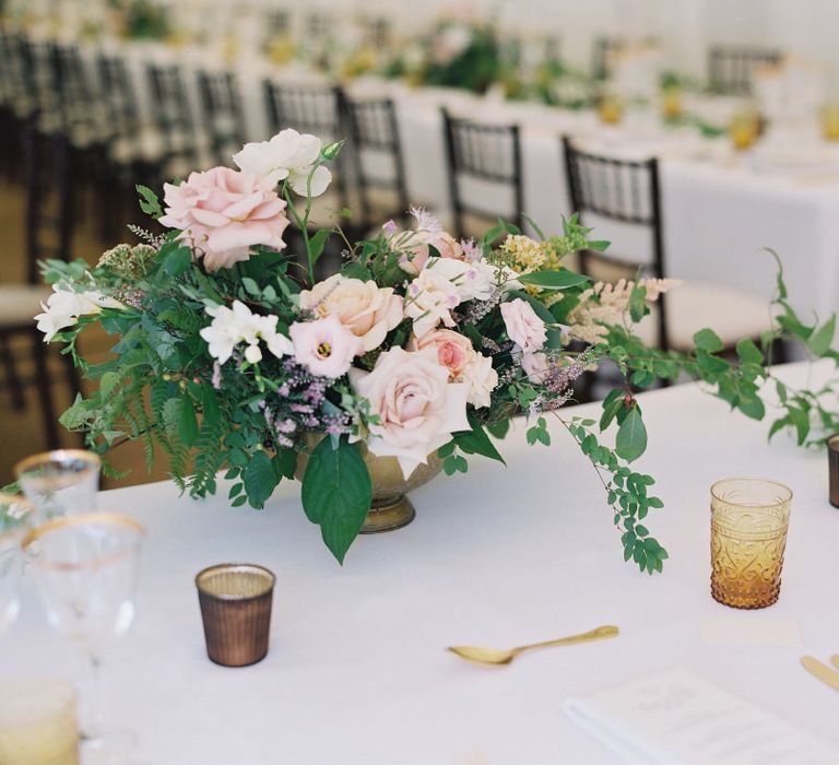 Gold Cutlery With Pink Florals For Wedding // Image By Taylor And Porter