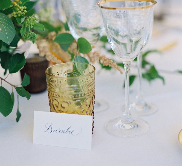 Gold Cutlery With Pink Florals For Wedding // Image By Taylor And Porter